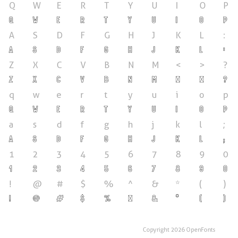 Character Map of HyperPolarOutlineRegular Regular