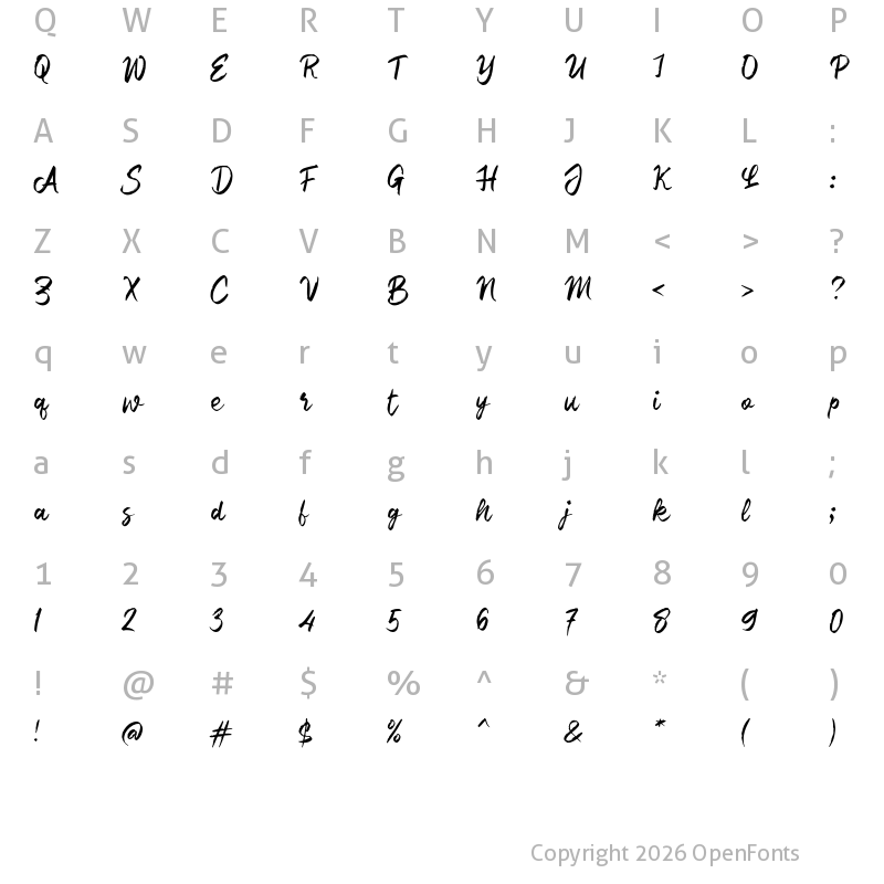 Character Map of i Ilmu Script Regular