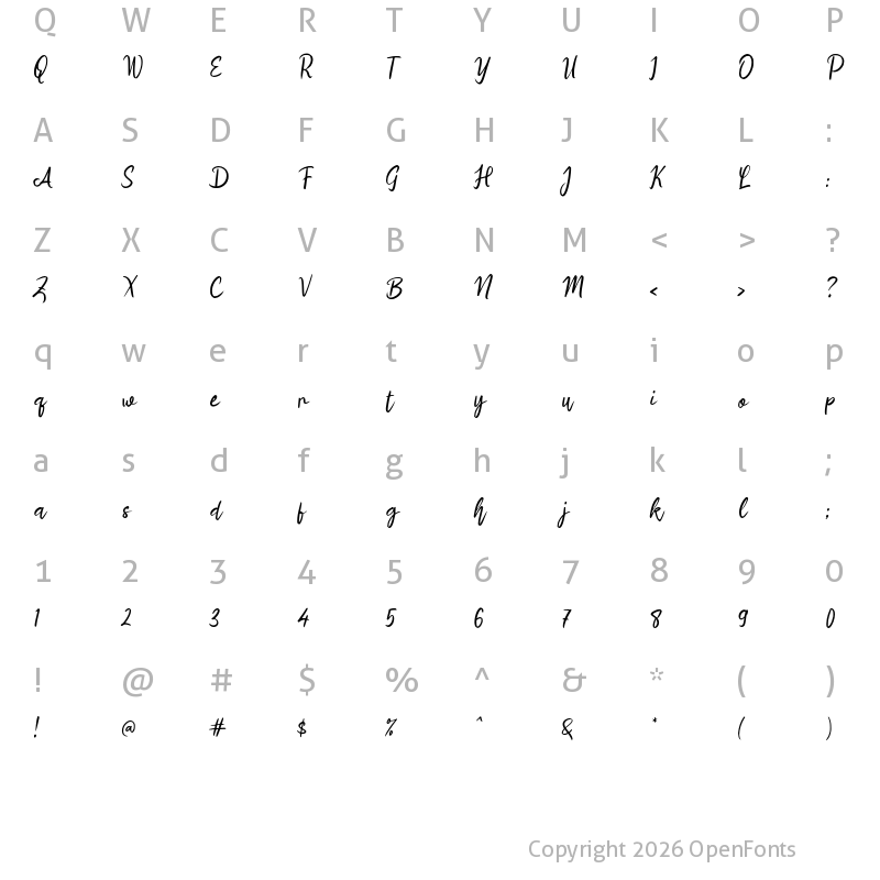 Character Map of i Impatiens Bounce Regular