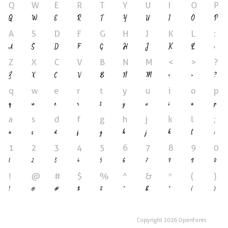 Character Map of i Inspiring Angel Regular