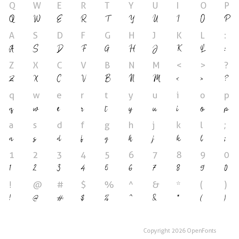 Character Map of i Italion Script ItalionScript