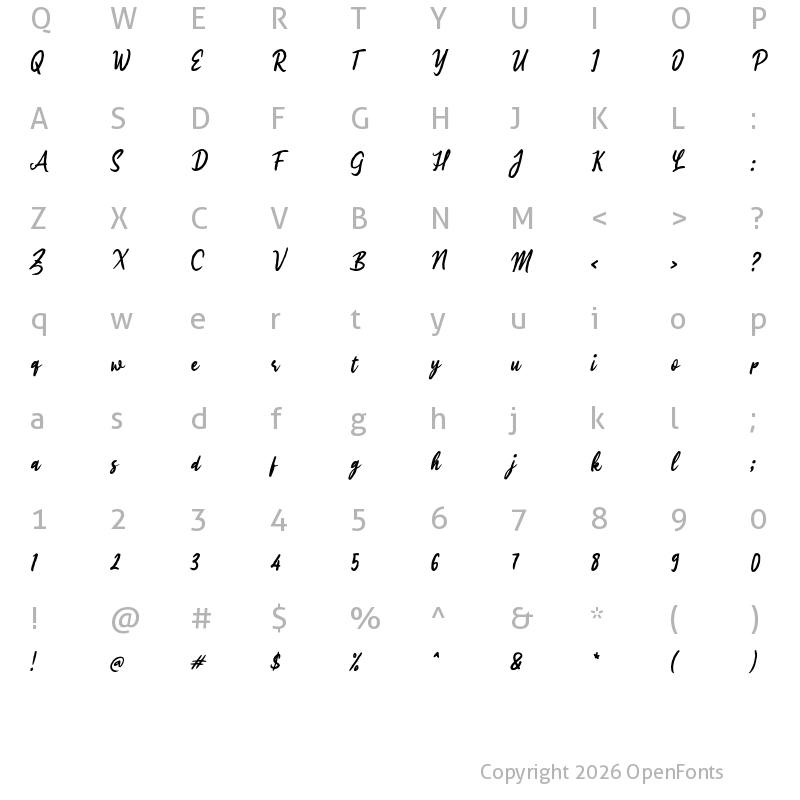 Character Map of i Izle Wander Regular
