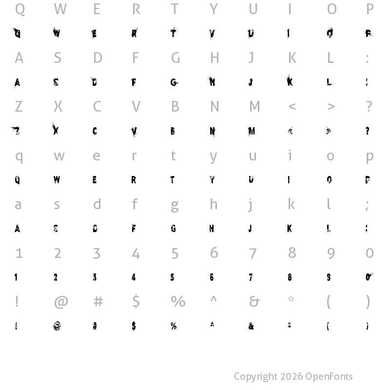 Character Map of I Love Disaster Regular