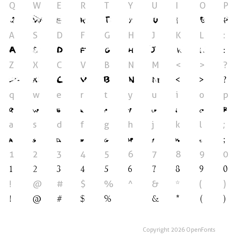 Character Map of I love Grunge Regular