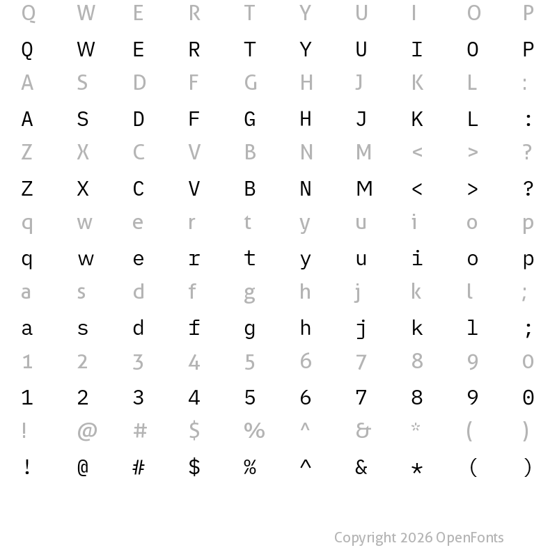 Character Map of iA Writer Duospace Regular