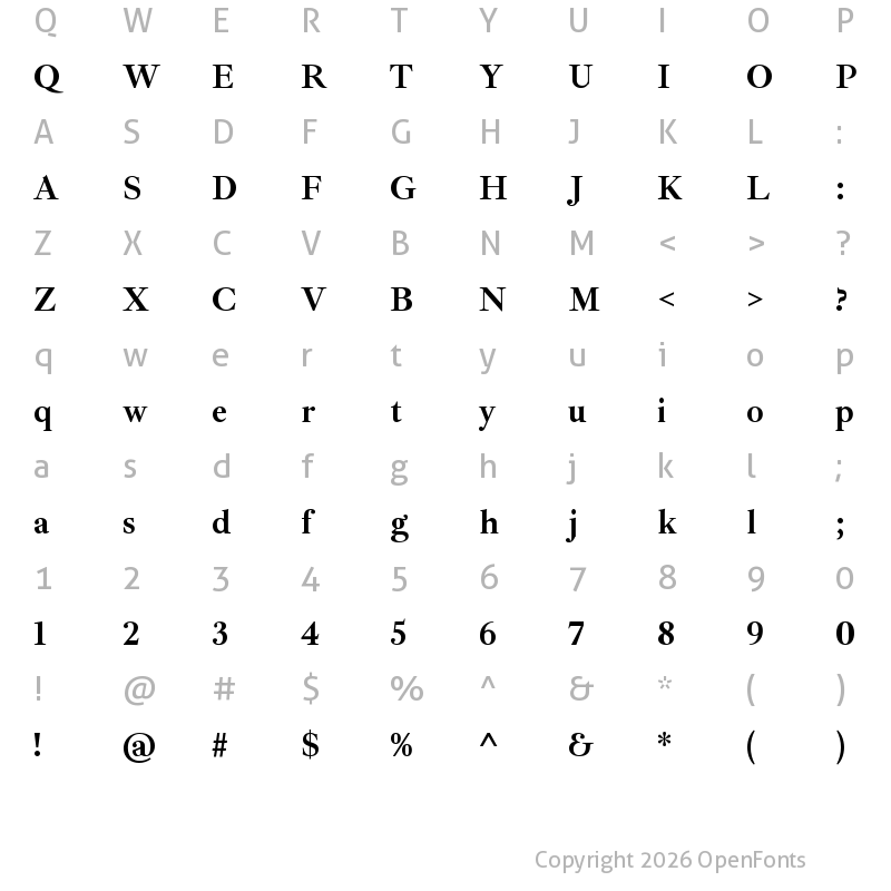 Character Map of Ibarra Real Nova Bold