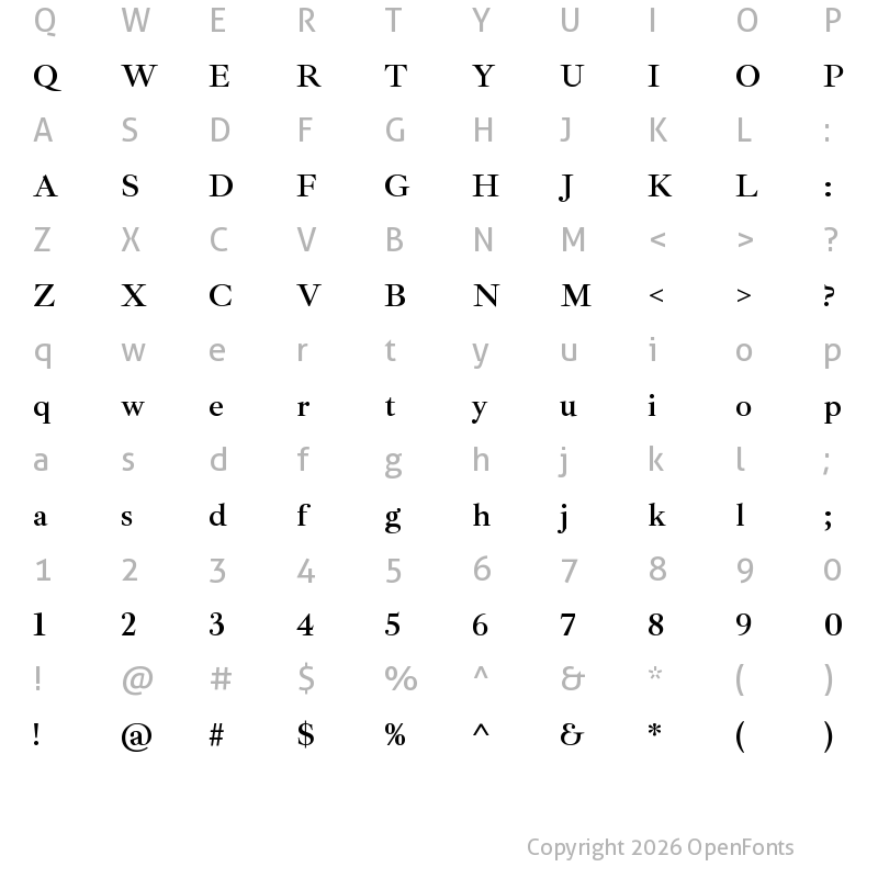 Character Map of Ibarra Real Nova SemiBold