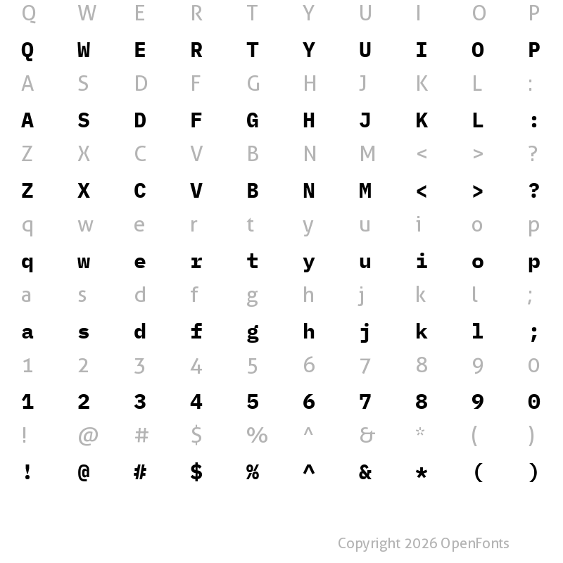 Character Map of IBM Plex Mono Bold