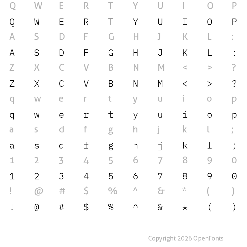 Character Map of IBM Plex Mono Light Regular