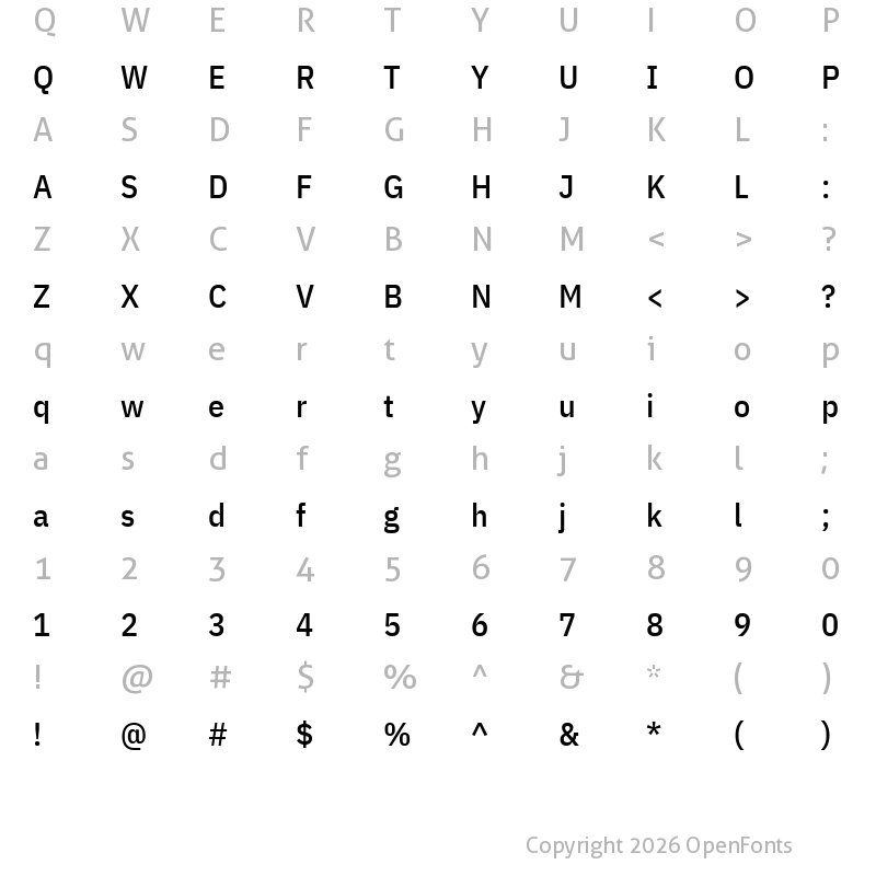 Character Map of IBM Plex Sans Condensed Medium Regular