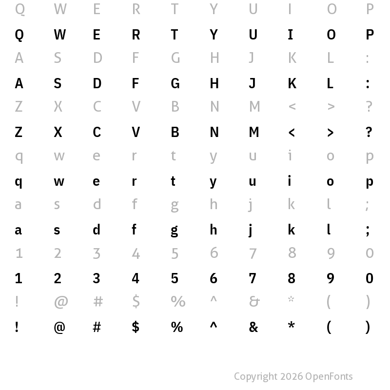 Character Map of IBM Plex Sans Condensed SemiBold Regular