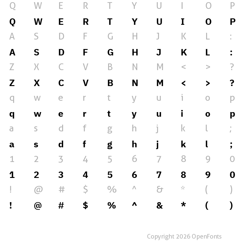 Character Map of IBM Plex Sans Hebrew Bold