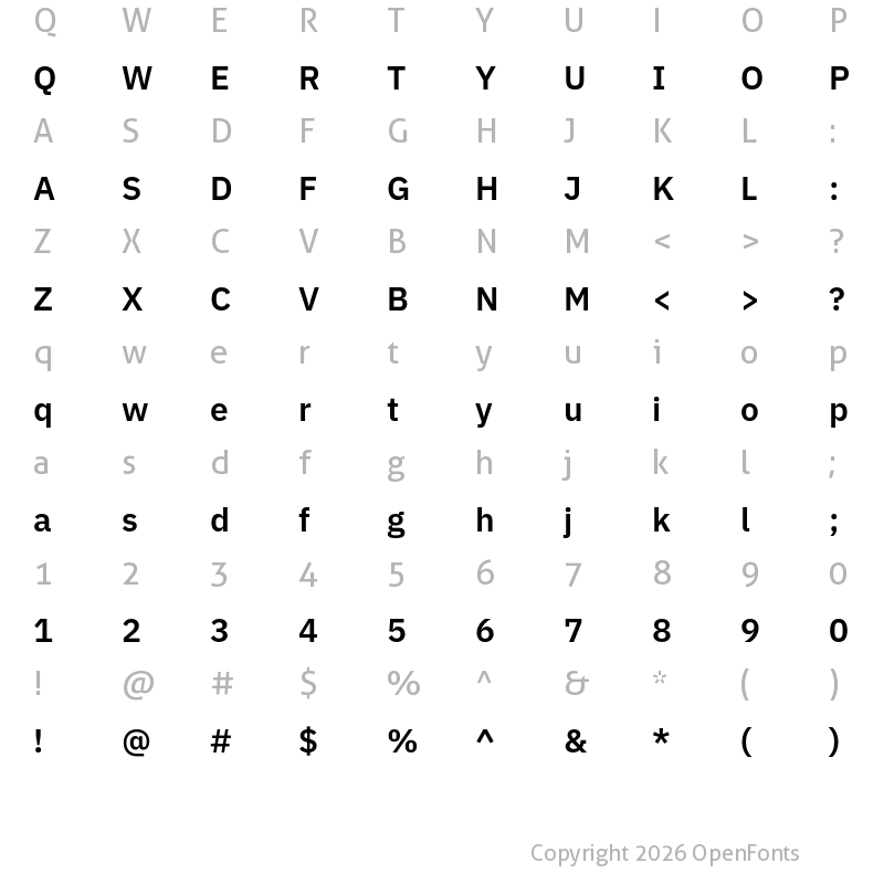 Character Map of IBM Plex Sans SemiBold