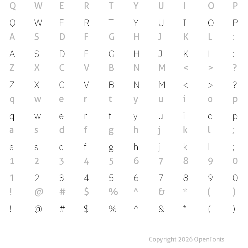 Character Map of IBM Plex Sans Thai Looped ExtraLight