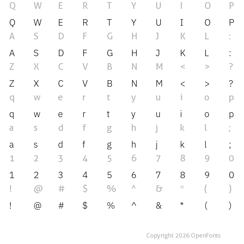 Character Map of IBM Plex Sans Thai Looped Light