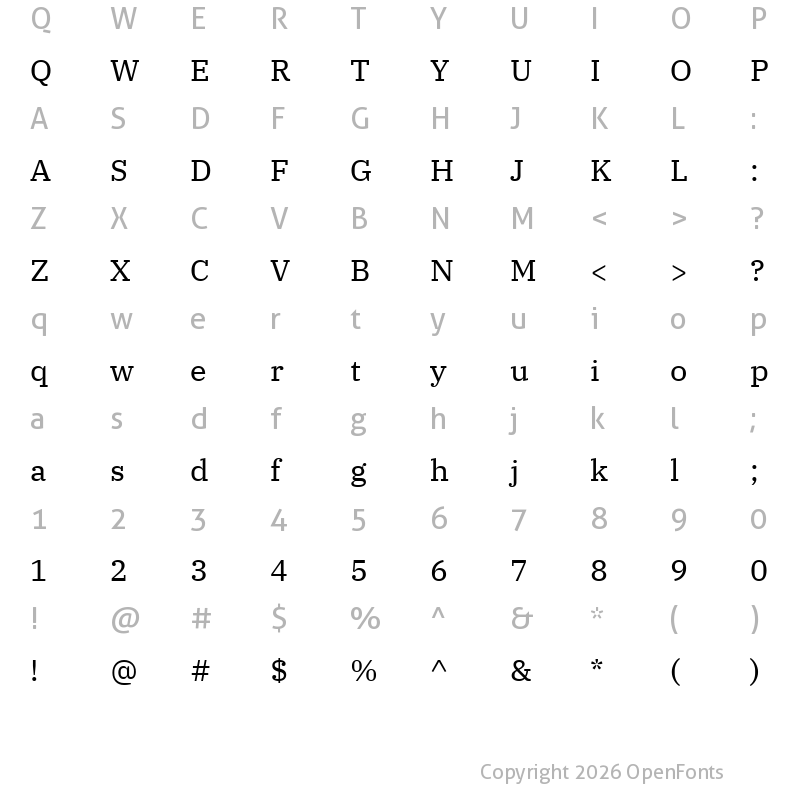 Character Map of IBM Plex Serif Regular