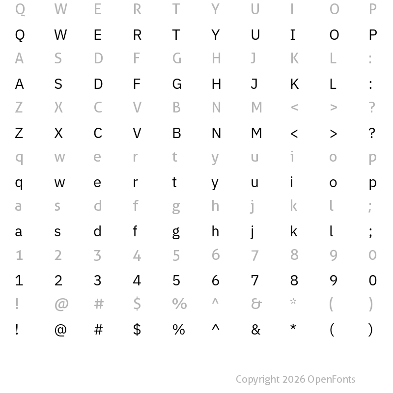 Character Map of IBM Plex Thai Regular