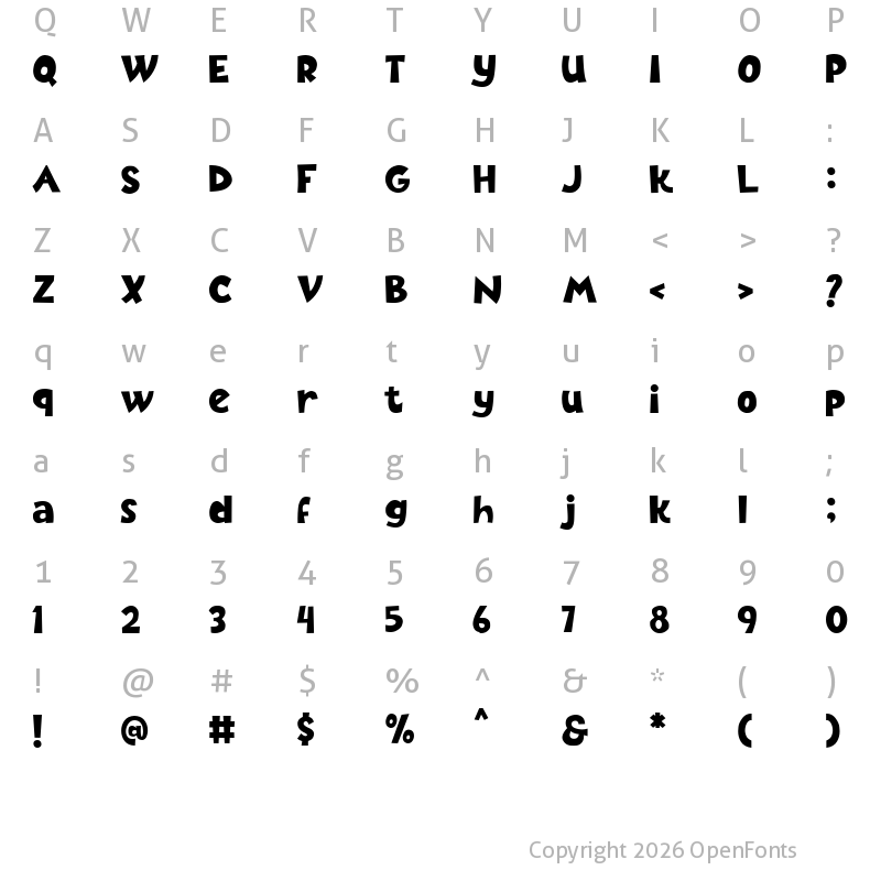 Character Map of Ice Cream Grande Regular