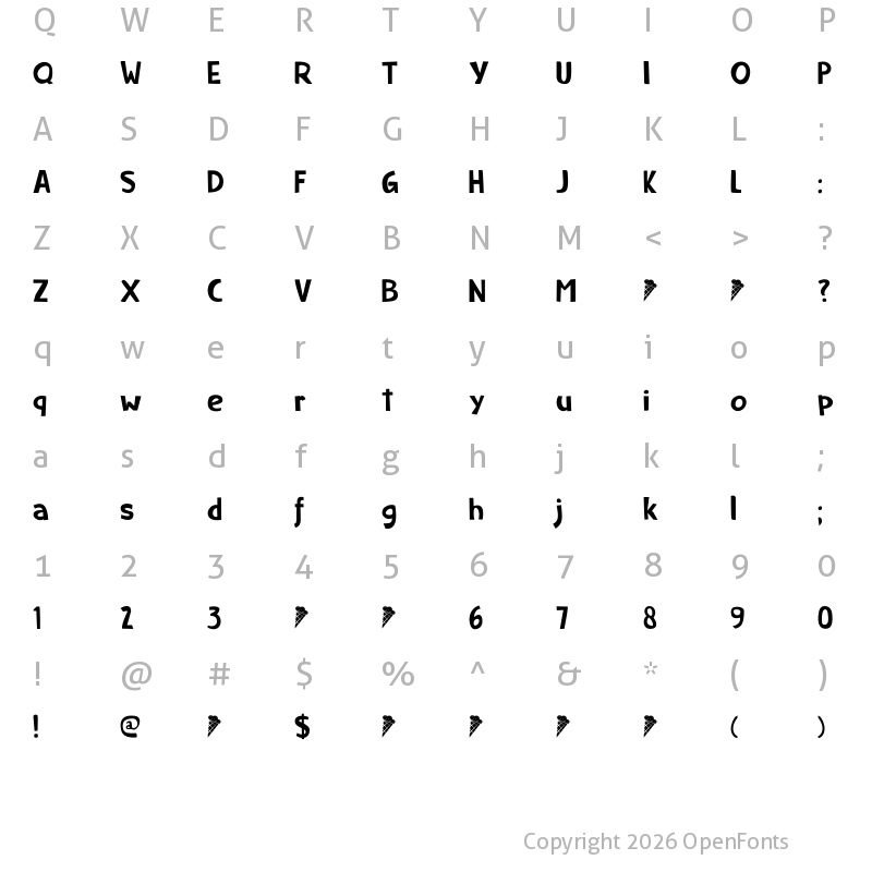 Character Map of Ice Cream Man DEMO Regular