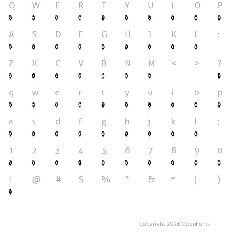 Character Map of Icecreams Regular