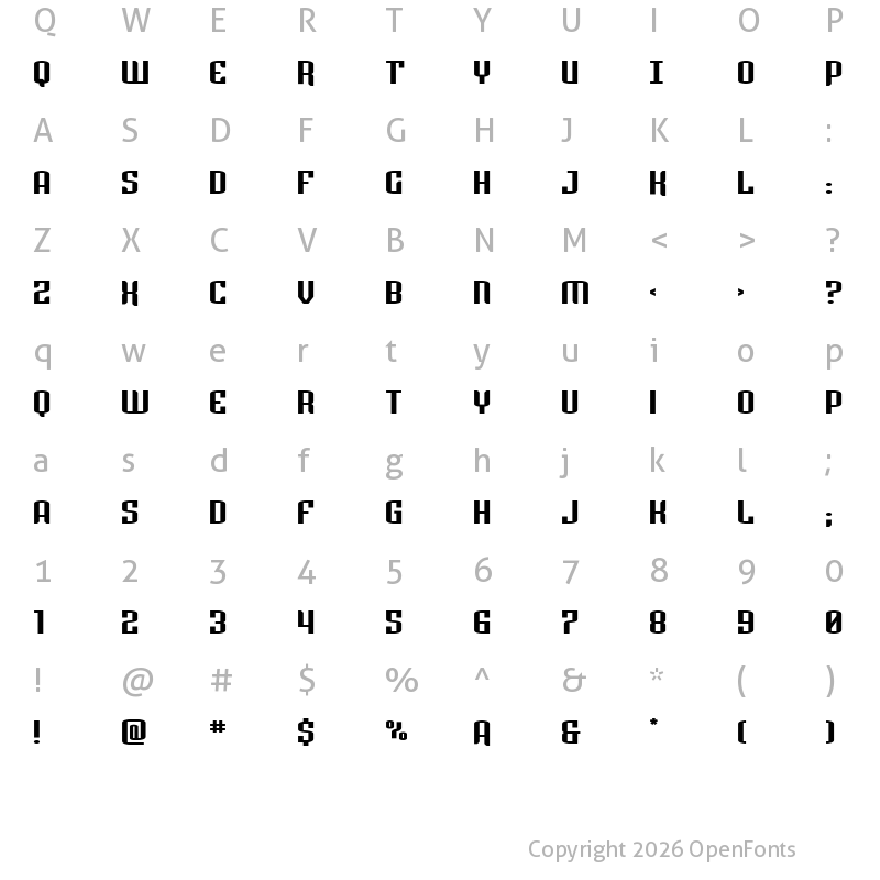 Character Map of Icewave Wide Regular