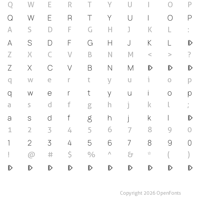 Character Map of ID Grotesk Trial Thin