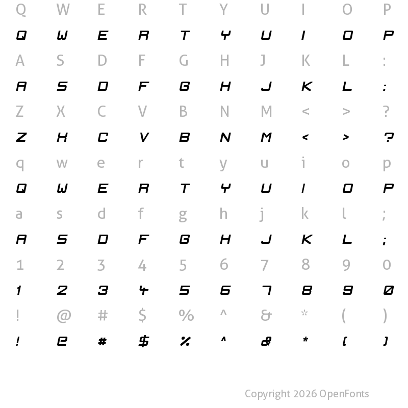 Character Map of Ignis et Glacies Sharp BoldItalic