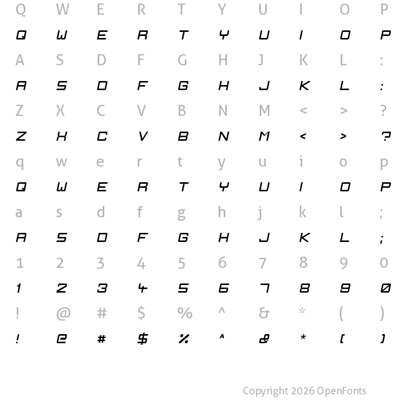 Character Map of Ignis et Glacies Sharp Italic