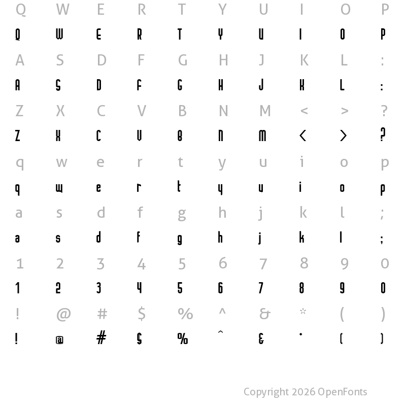 Character Map of Ignoto Regular