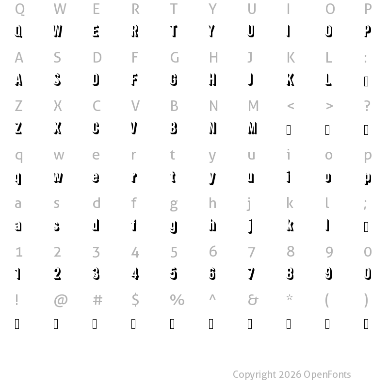 Character Map of Illusion3d Bold