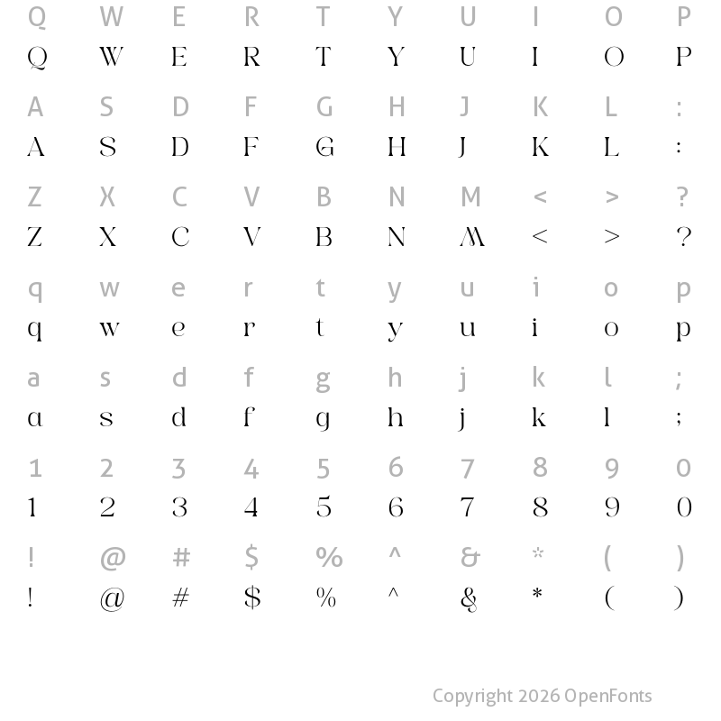 Character Map of Imager Regular