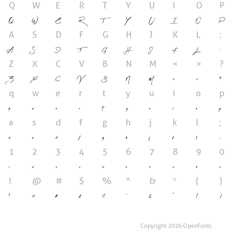 Character Map of Imogen Agnes Regular