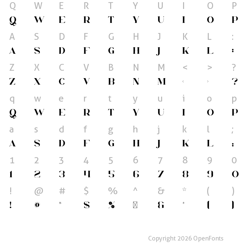 Character Map of Imogen Regular