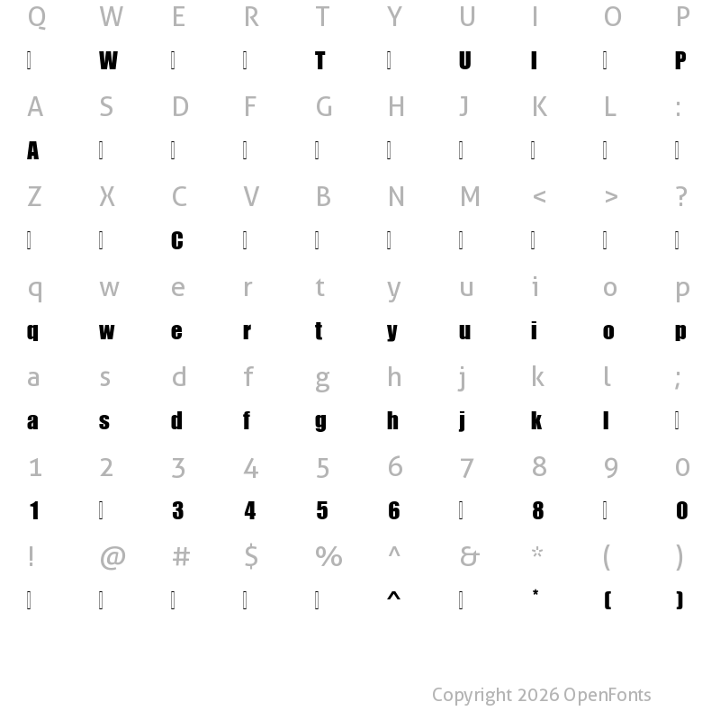 Character Map of ImpactURWD-Bol ?