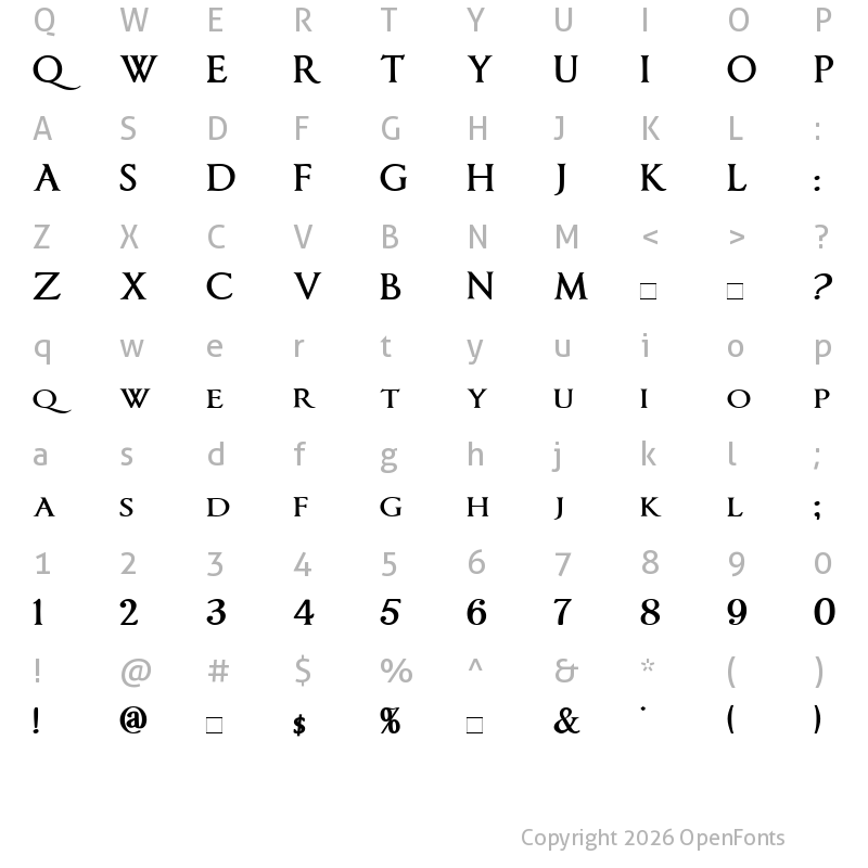Character Map of ImperatorSmallCaps Bold