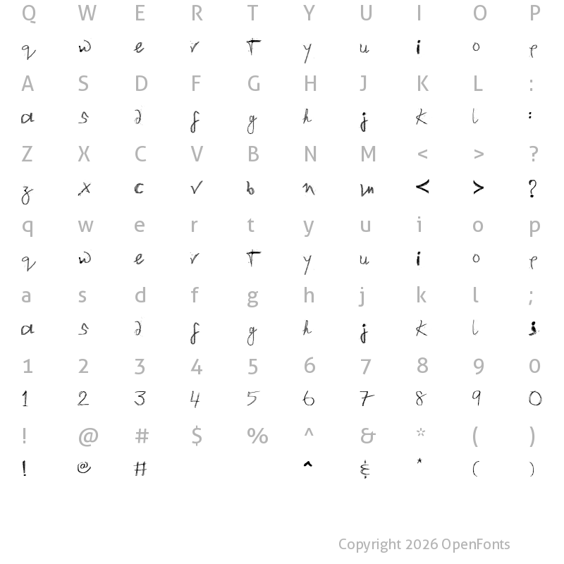 Character Map of i'mWeird Subhashish Handwriting