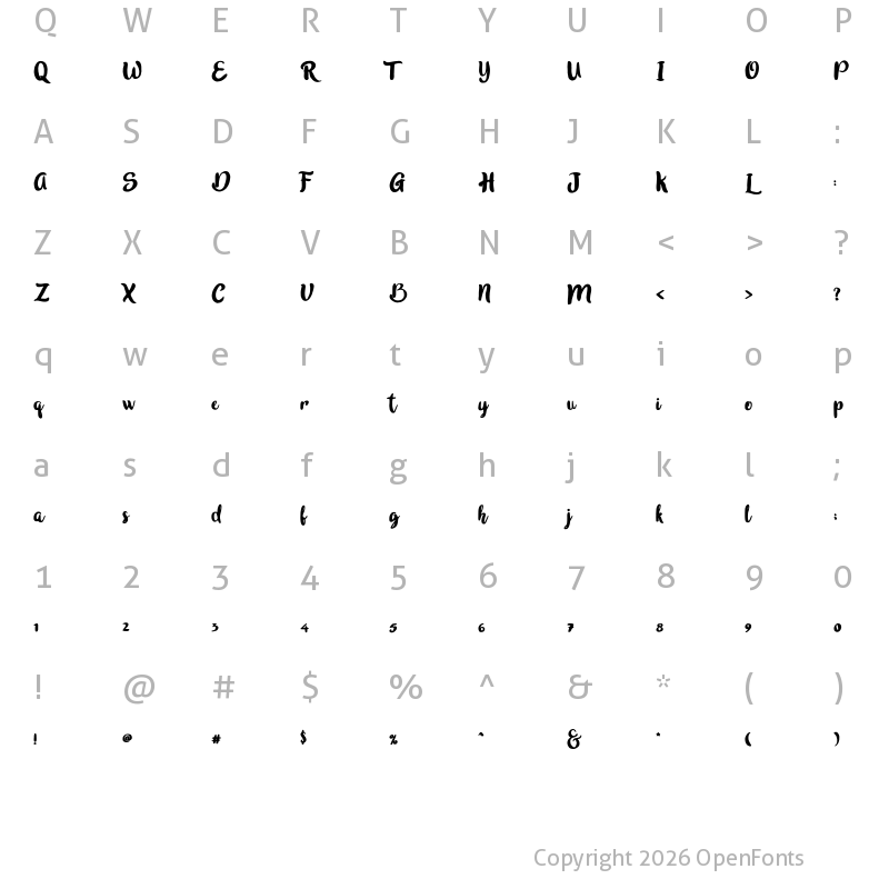Character Map of in blossom Regular