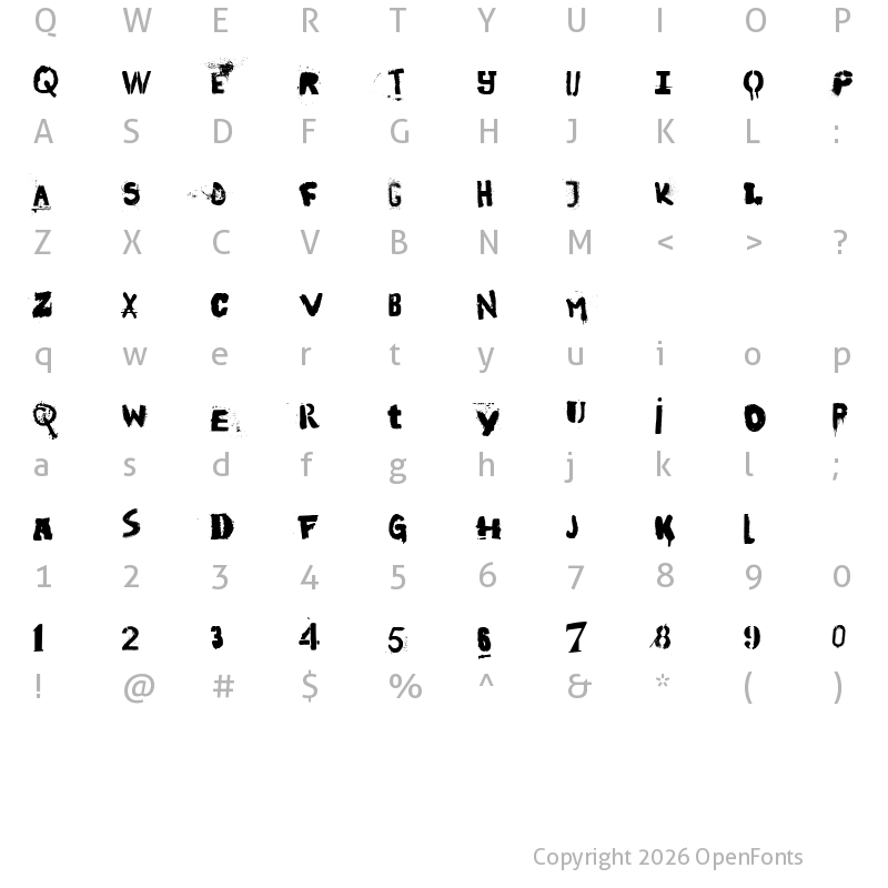 Character Map of In the streets of Europe Regular