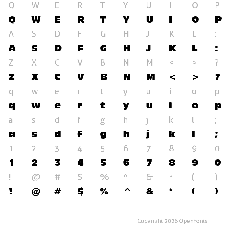 Character Map of Incised 901 Compact Regular