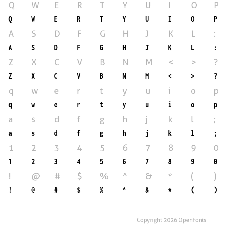 Character Map of Inconsolata Condensed ExtraBold