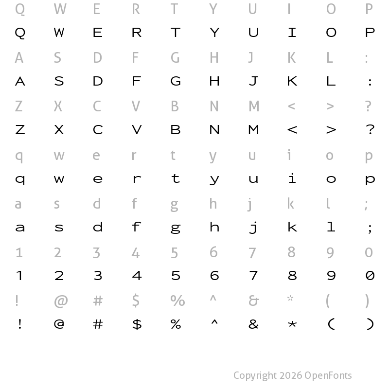 Character Map of Inconsolata ExtraExpanded Regular