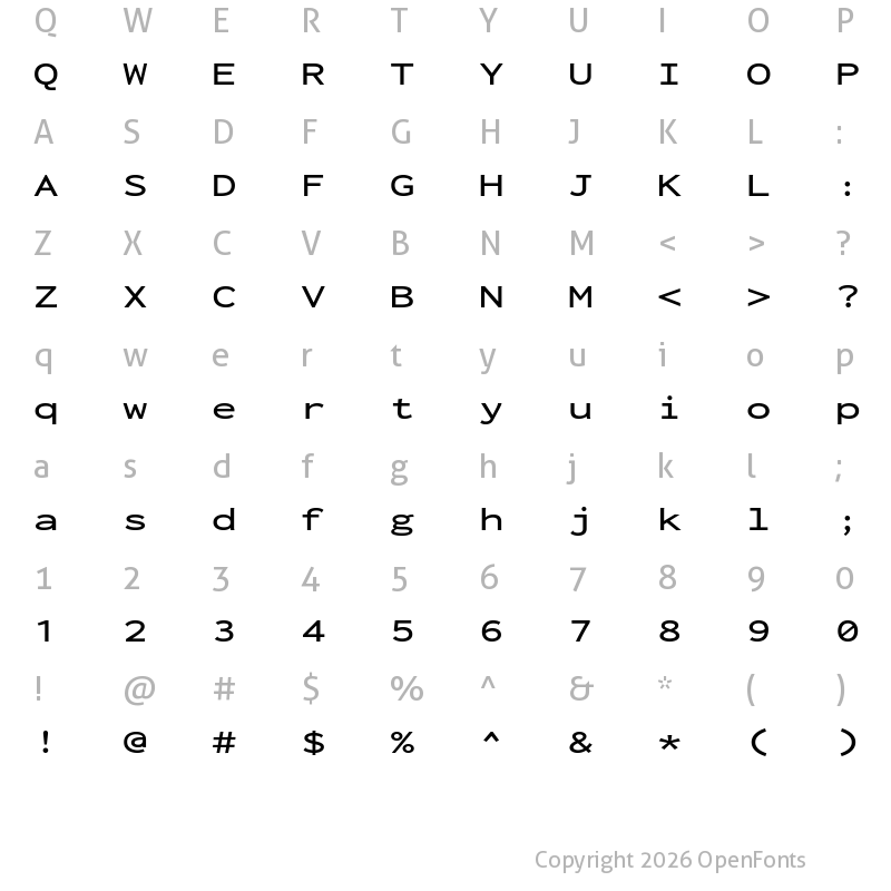Character Map of Inconsolata ExtraExpanded SemiBold