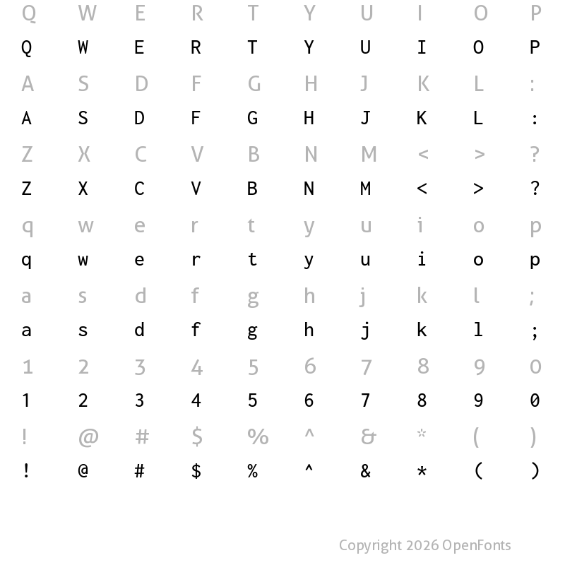 Character Map of Inconsolata Medium