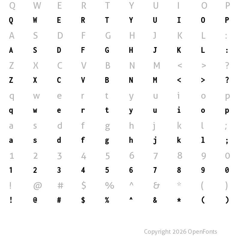 Character Map of Inconsolata SemiCondensed ExtraBold