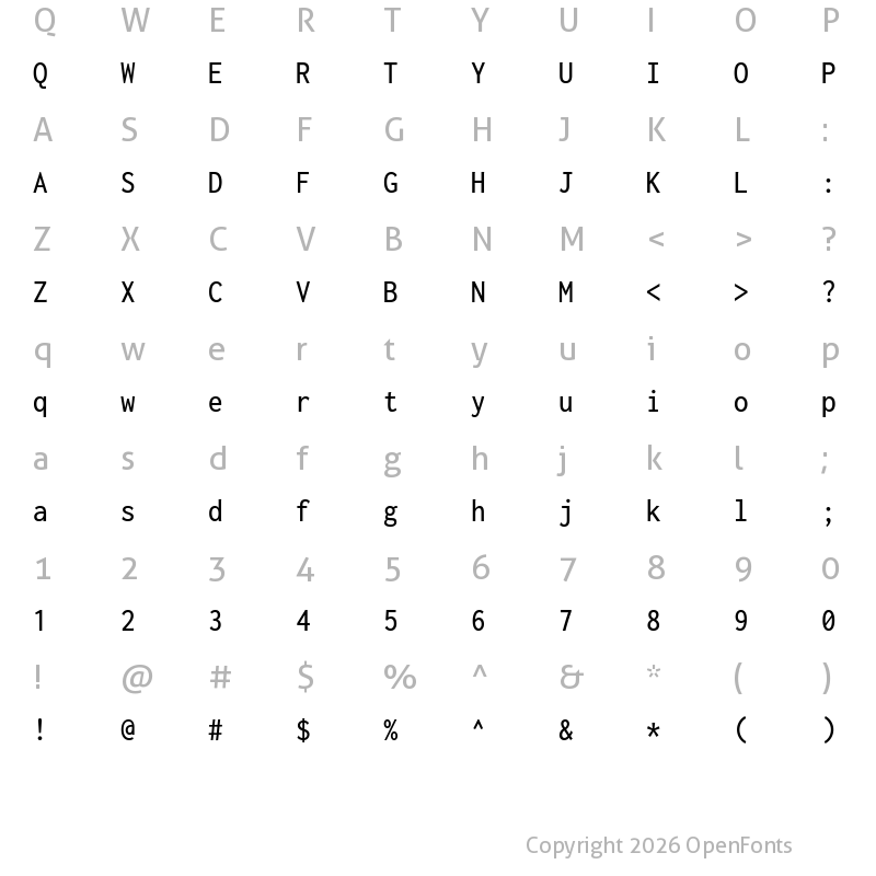 Character Map of Inconsolata SemiCondensed Medium