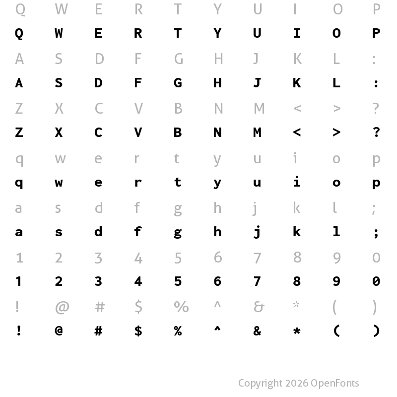 Character Map of Inconsolata SemiExpanded Black