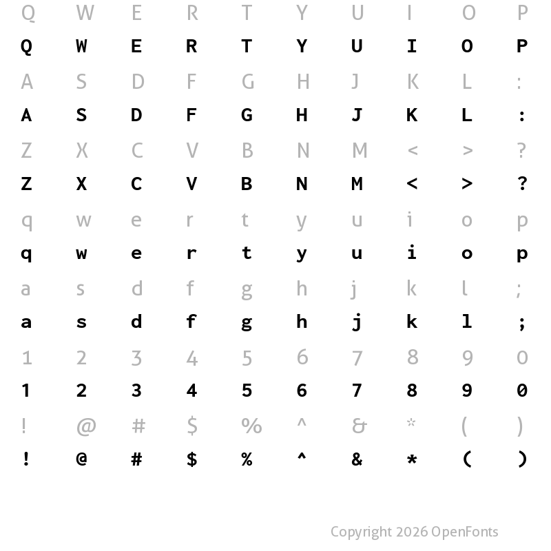 Character Map of Inconsolata SemiExpanded ExtraBold
