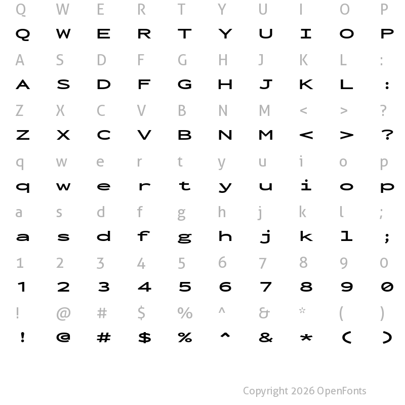 Character Map of Inconsolata UltraExpanded ExtraBold