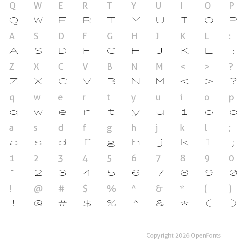 Character Map of Inconsolata UltraExpanded ExtraLight