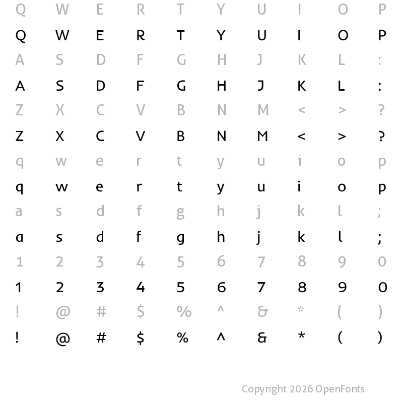 Character Map of Inder Regular